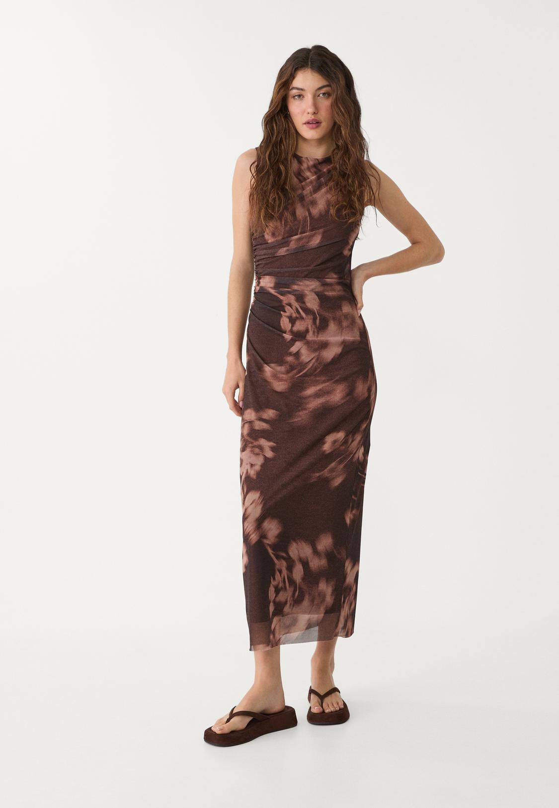 Stradivarius Vestido Piel Marron Vestido Lencero Vestido Plateado
