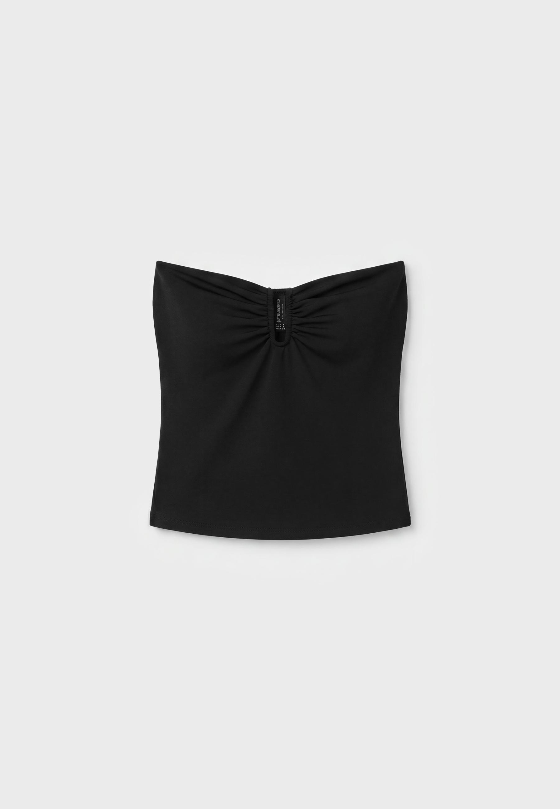 Draped crop top — Black