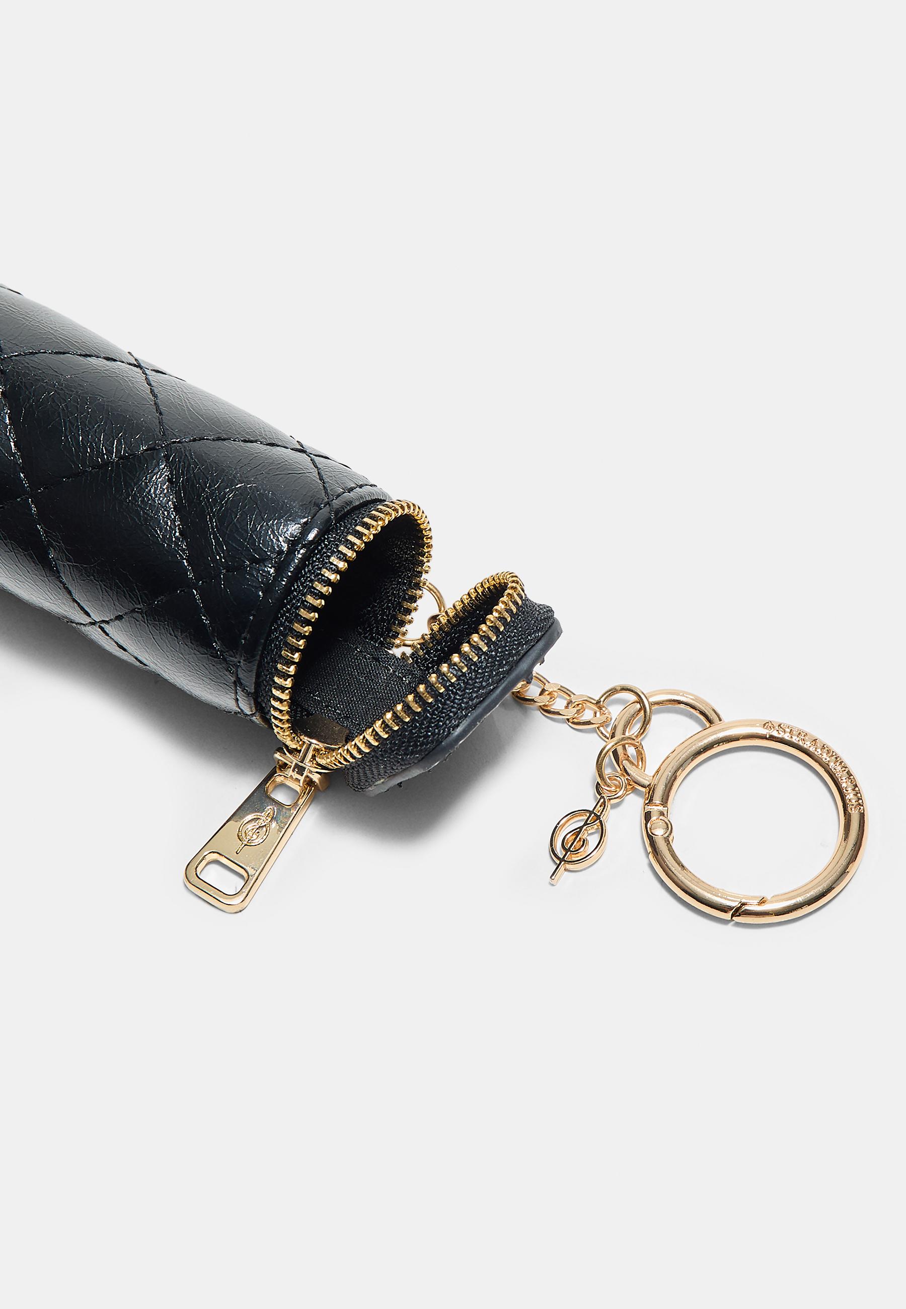 Quilted pouch charm — Black