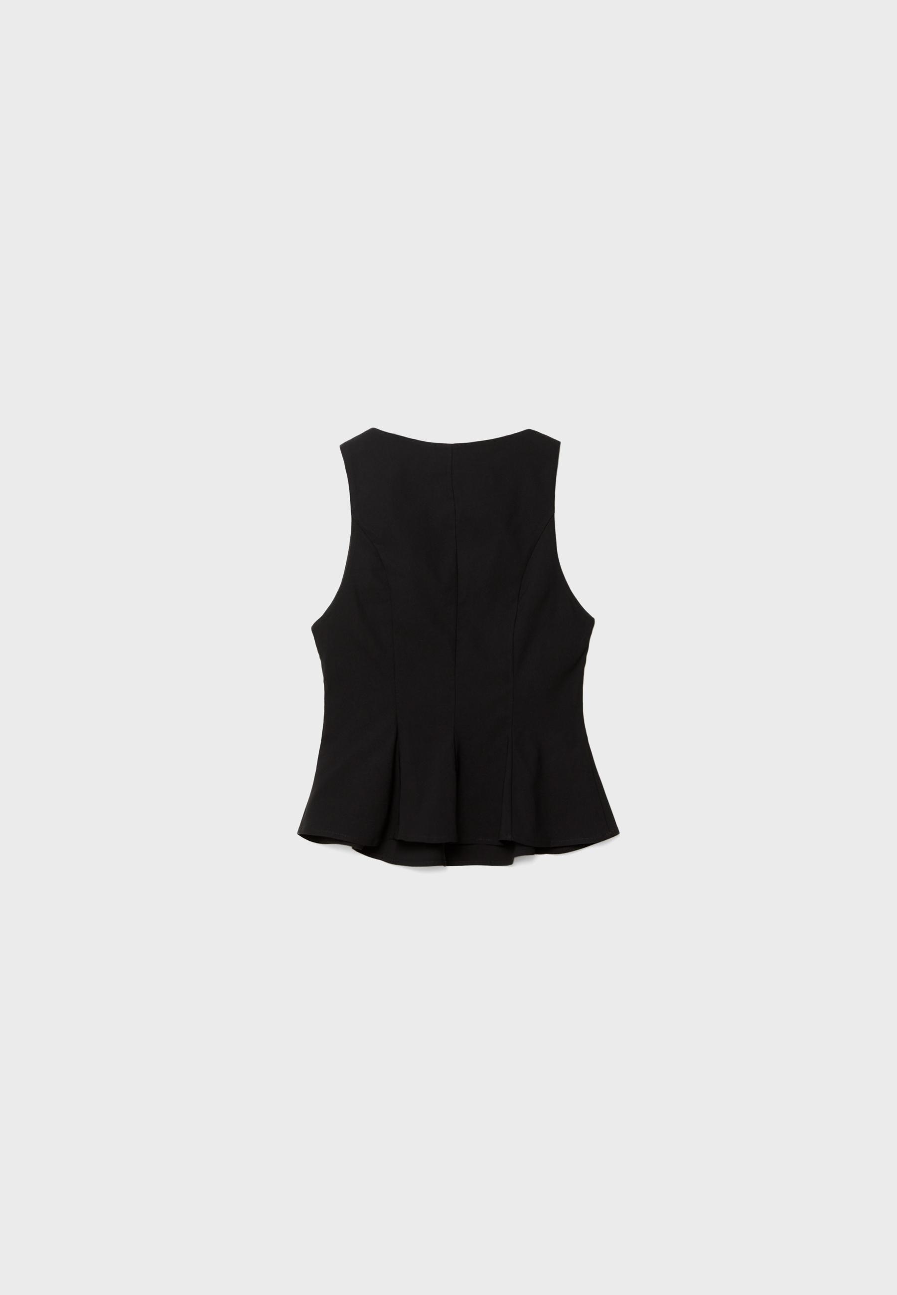 Sleeveless peplum top — Black