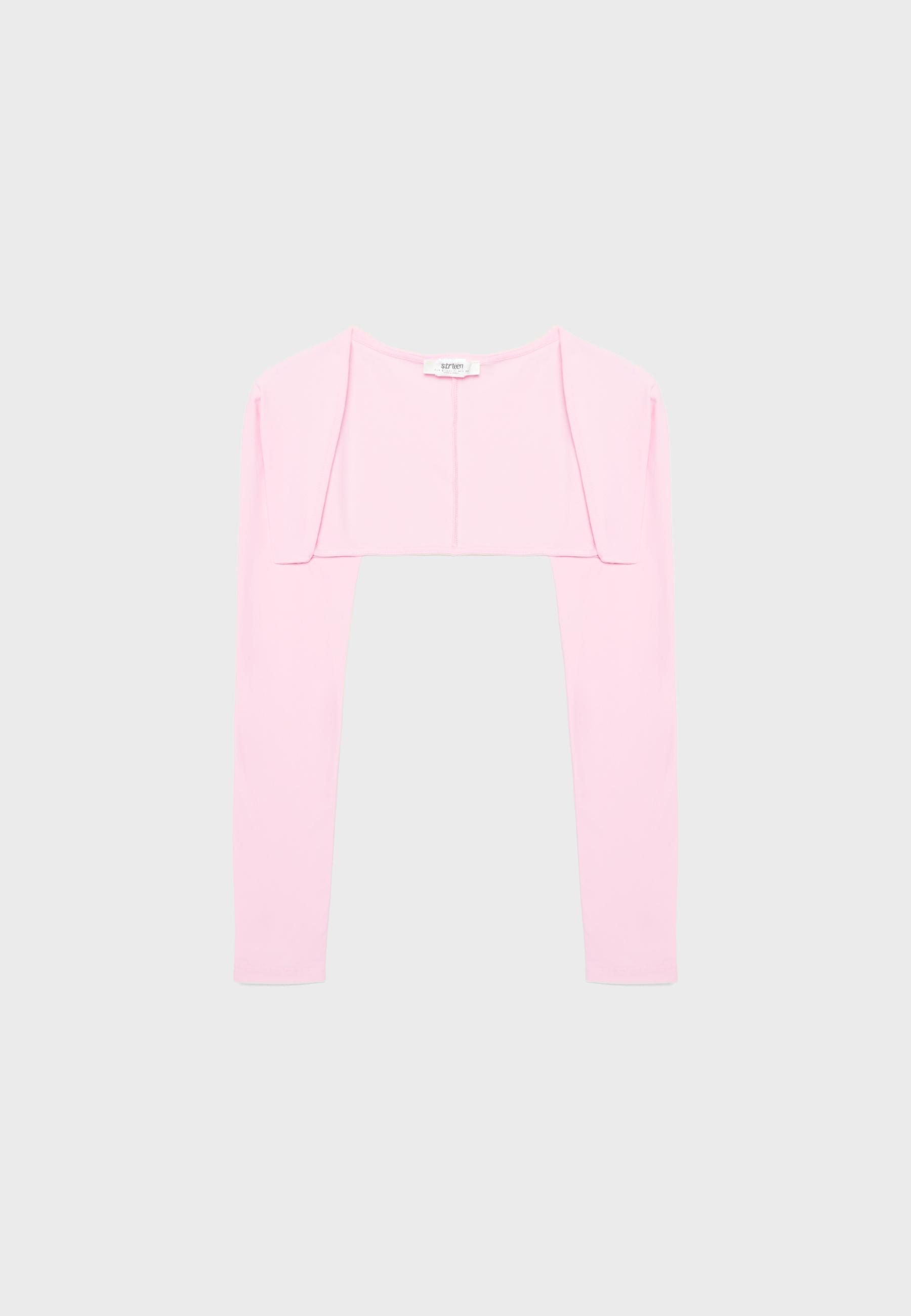 Slim fit long sleeve bolero — Pastel pink