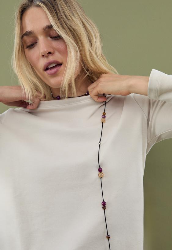 Stradivarius Βασικό Βαμβακερό Μπλουζάκι Κανονικής Γραμμής Πέτρα M