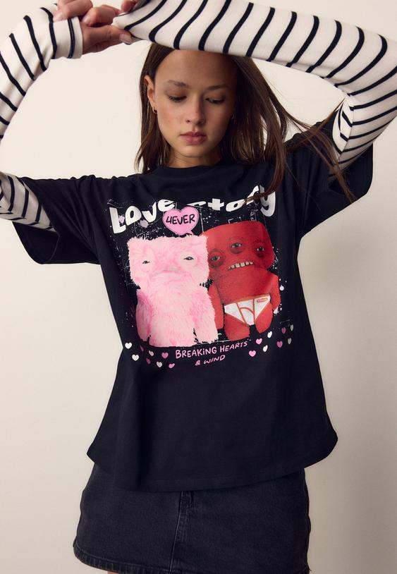 Široka Majica S Potiskom