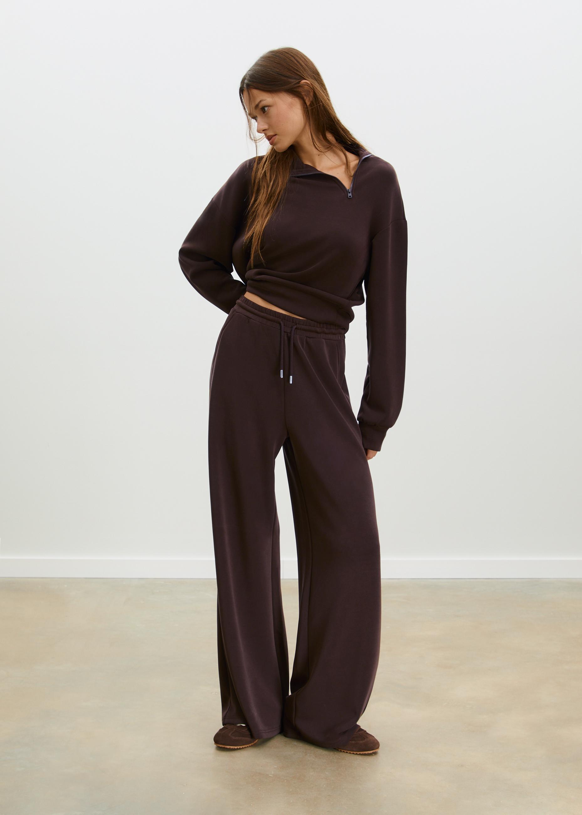 Soft-touch palazzo jogger trousers