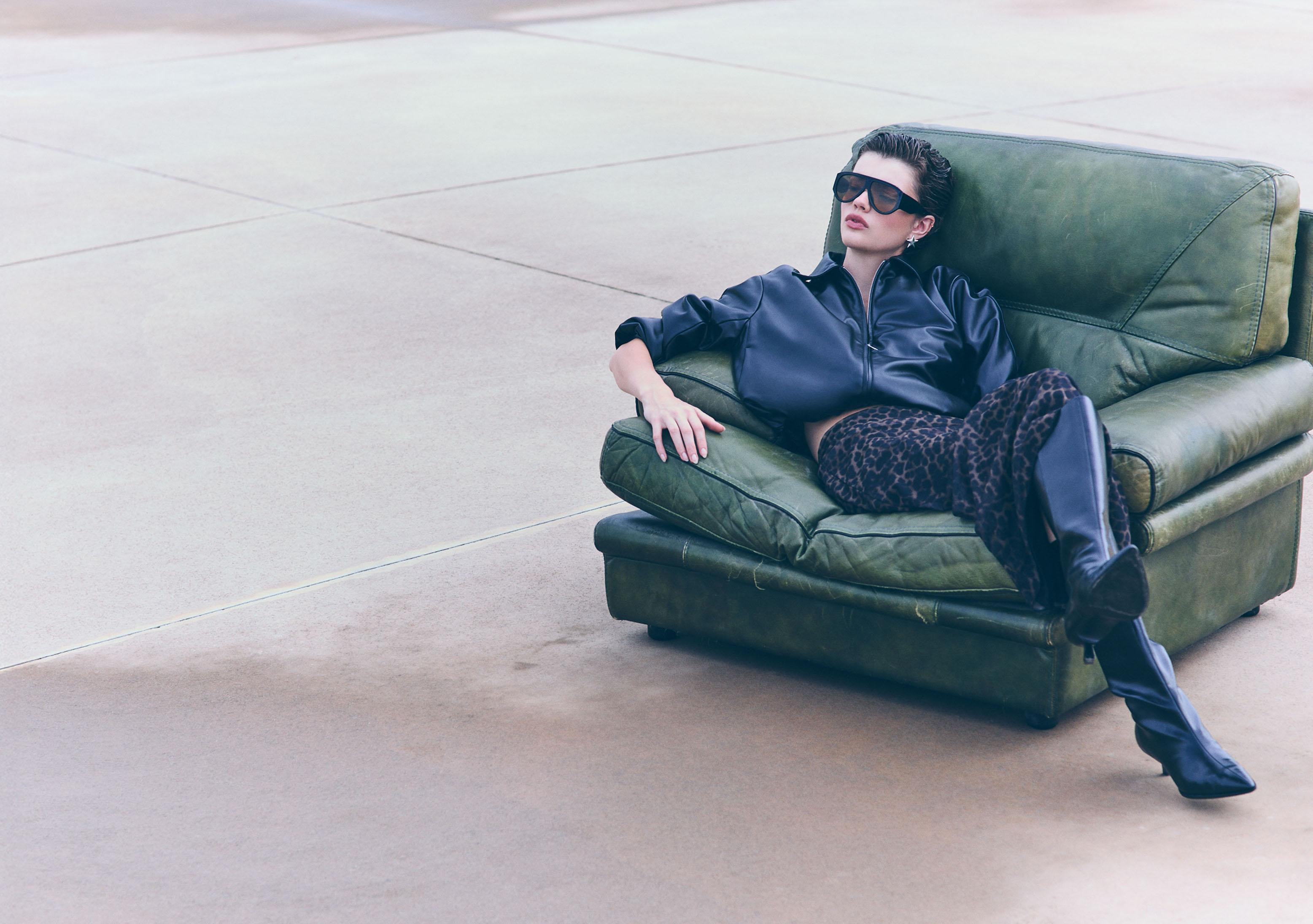 Padded leather effect bomber jacket — Black