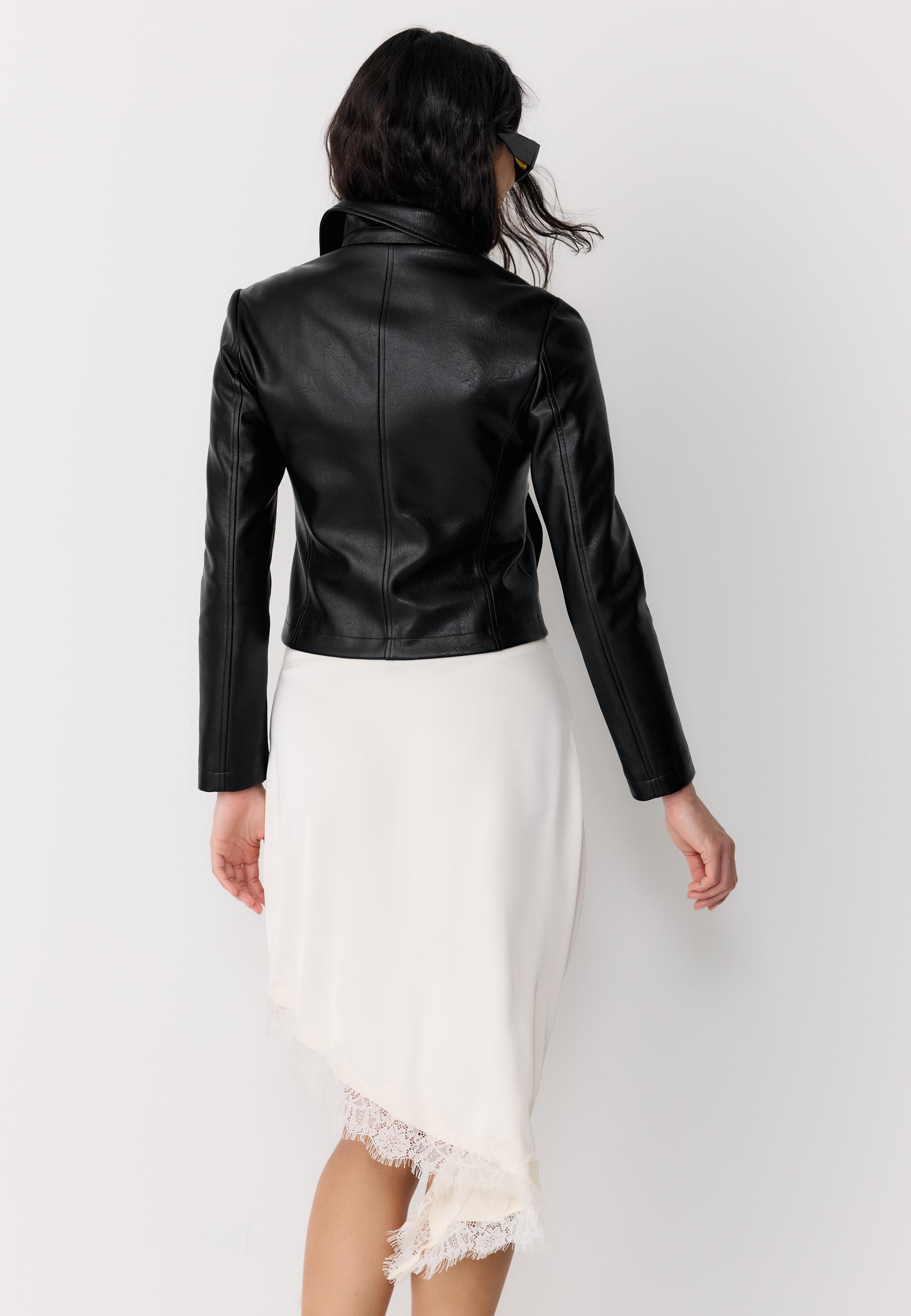 Fitted leather effect jacket — Black