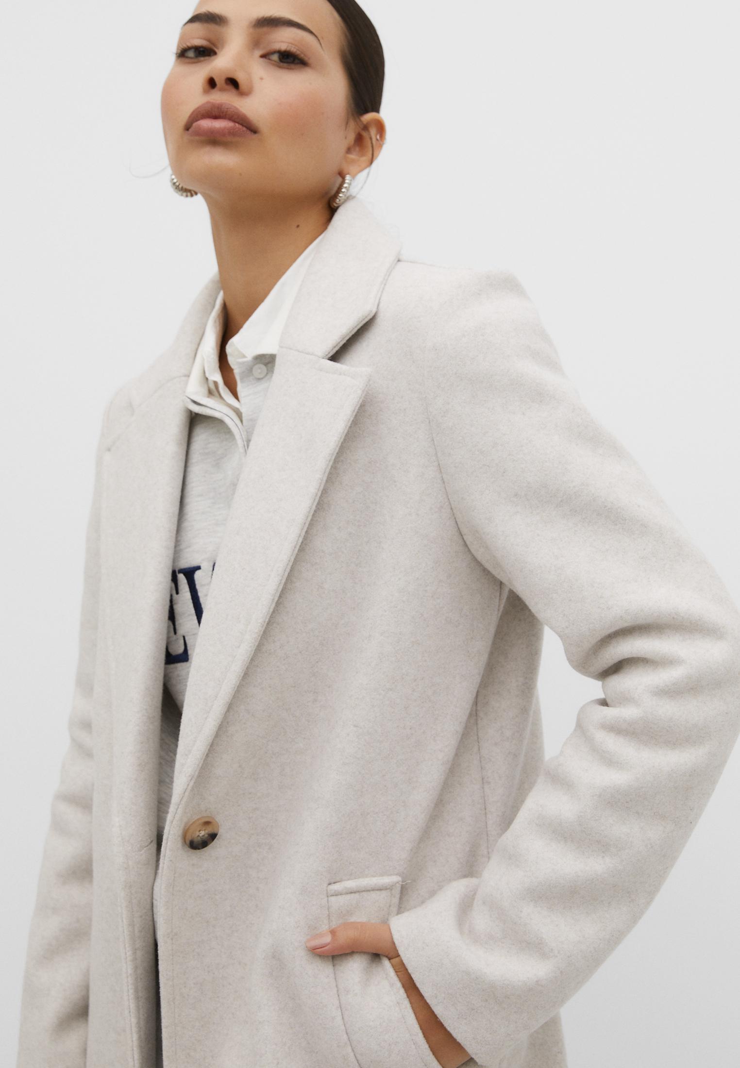 Single-button midi coat — Ecru