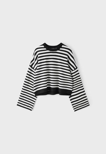 Cropped wide sleeve knit jumper — Black 6