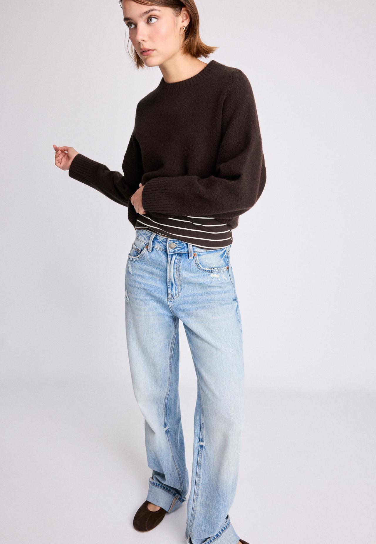 Soft-touch basic knit jumper — Brown