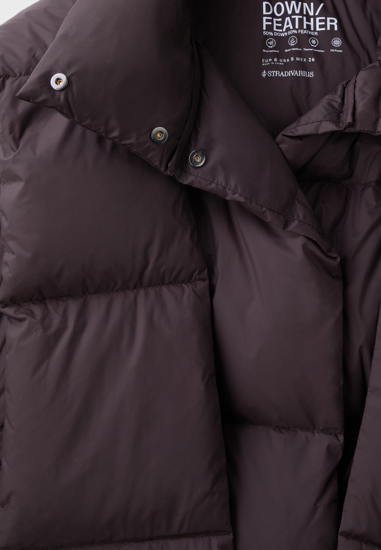 Quilted scarf puffer jacket — Brown