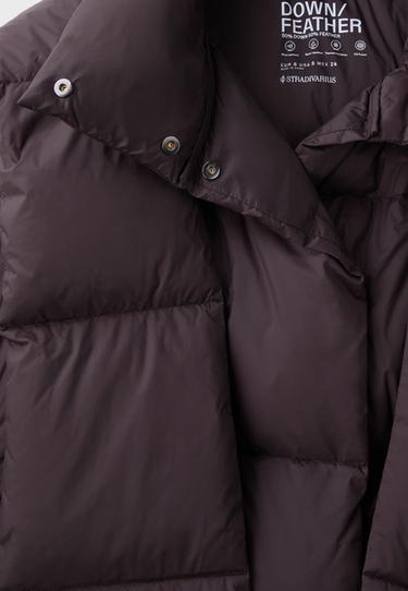 Quilted scarf puffer jacket — Brown 10