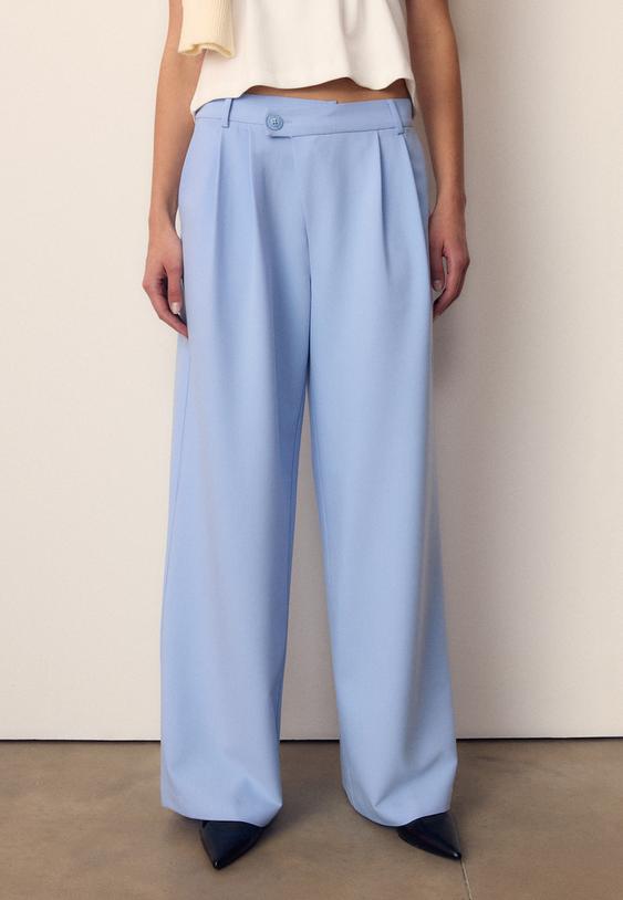 pantalon vestir casual cintura cruzada rayas