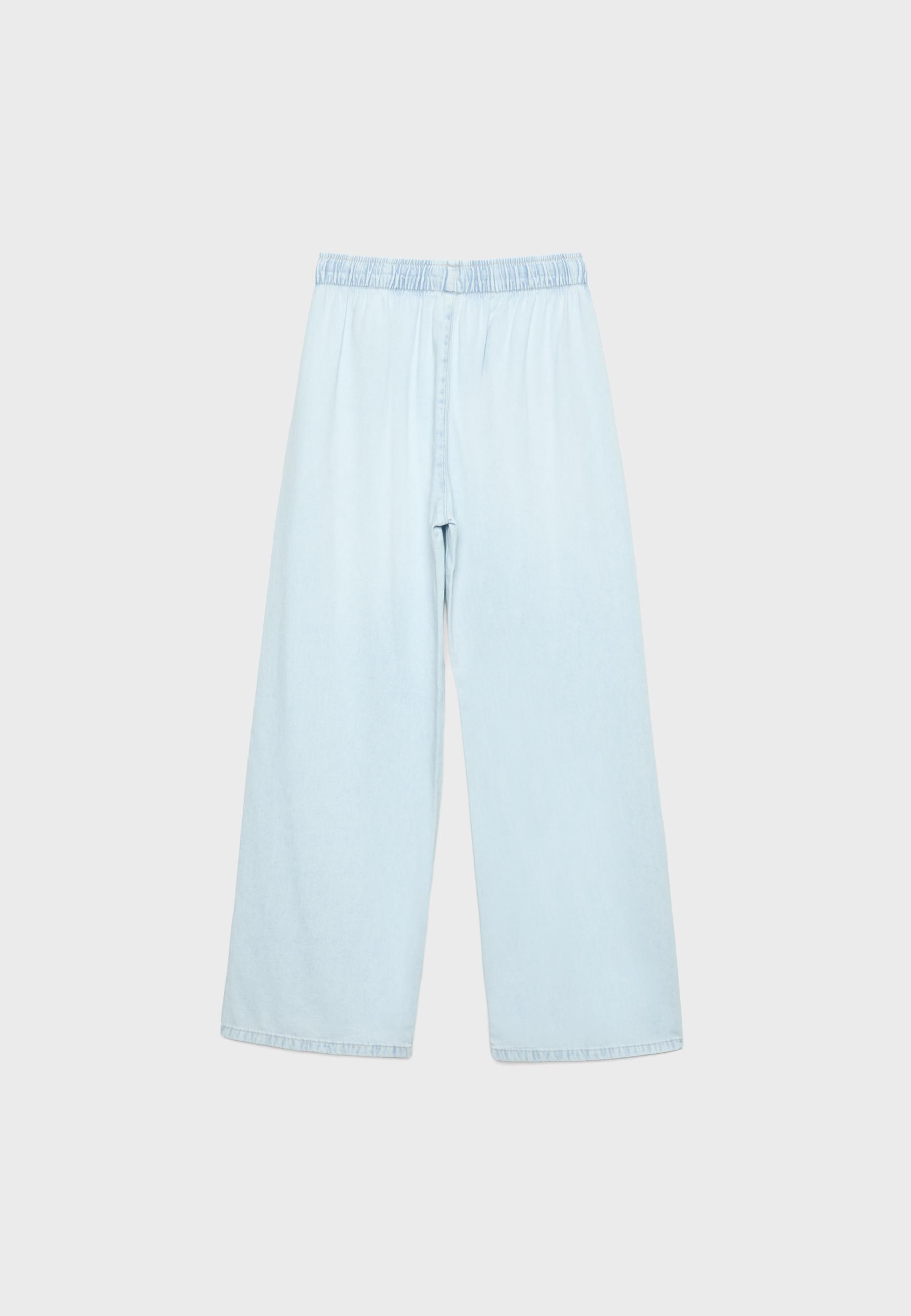 Flowy denim drawstring trousers — MEDIUM LIGHT BLUE DENIM