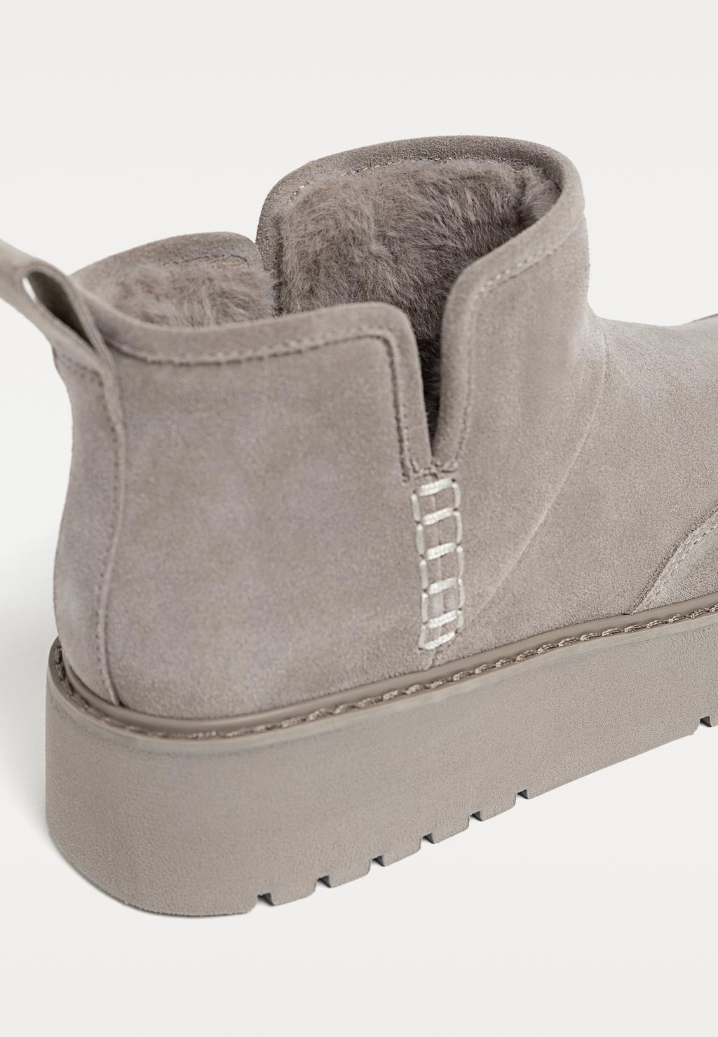 Faux fur leather ankle boots