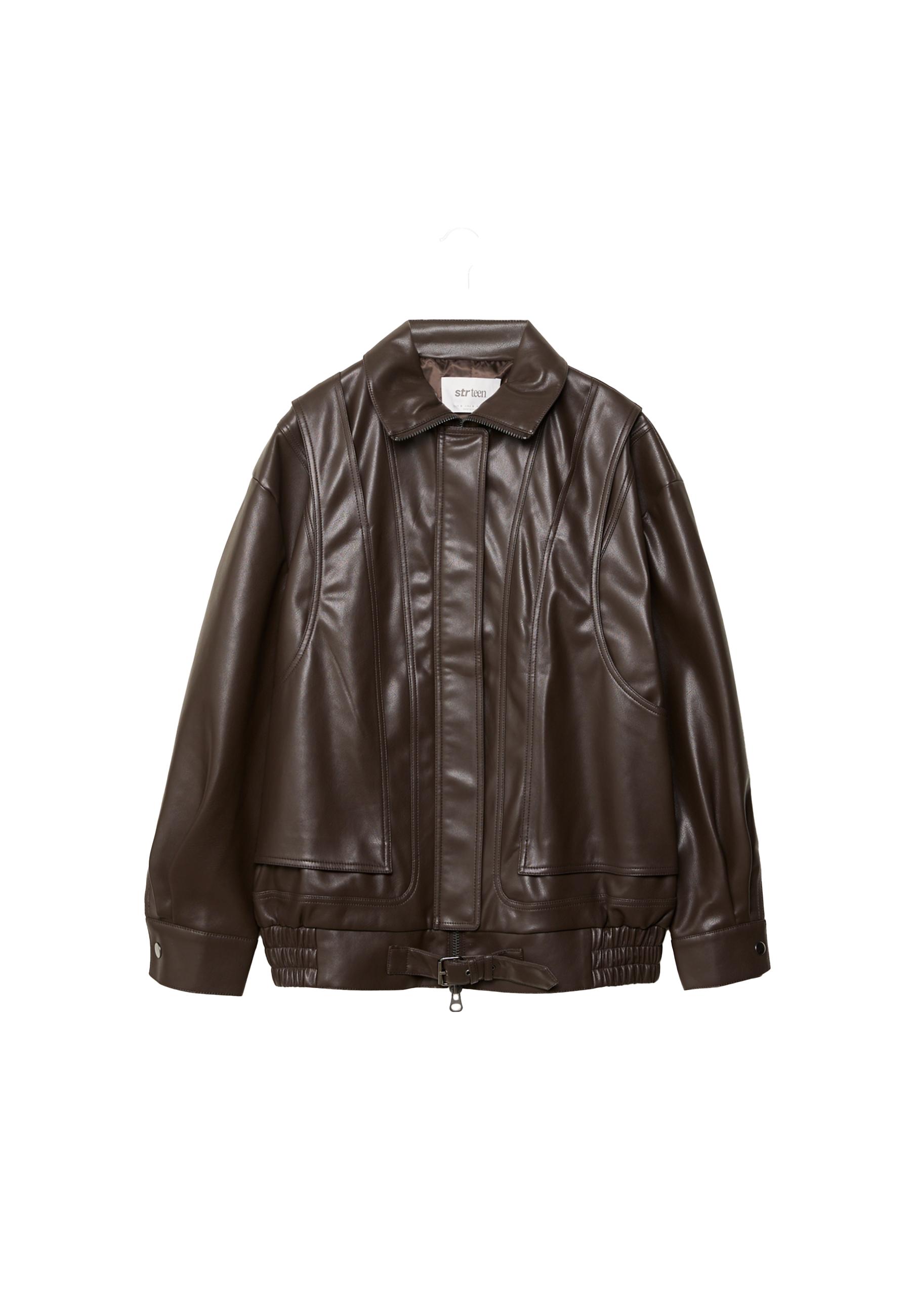 fiction tokyo ❤︎ Faux Leather Blouson Oversize faux leather jacket - Women's fashion