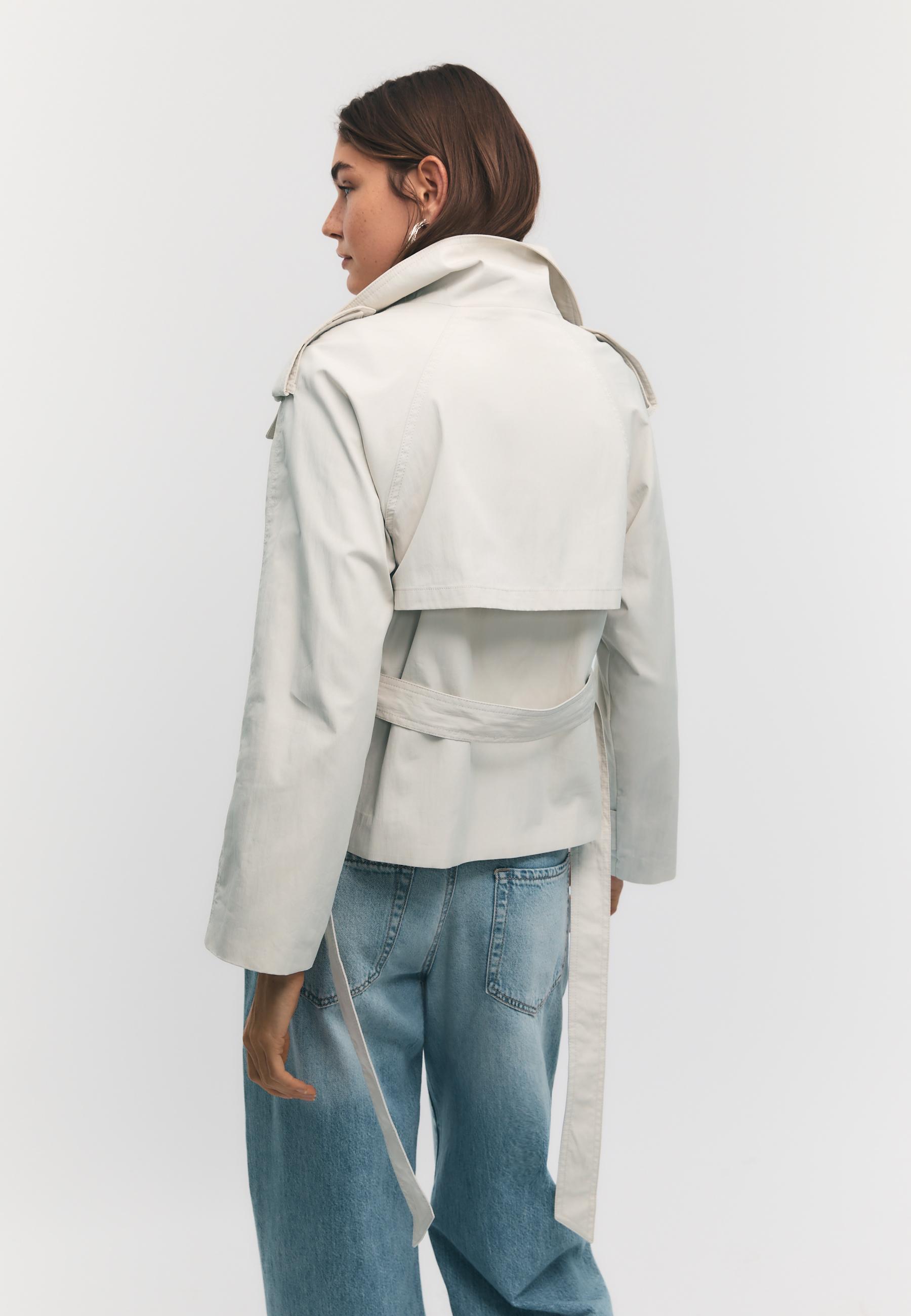 High-neck trench coat with belt — Ice