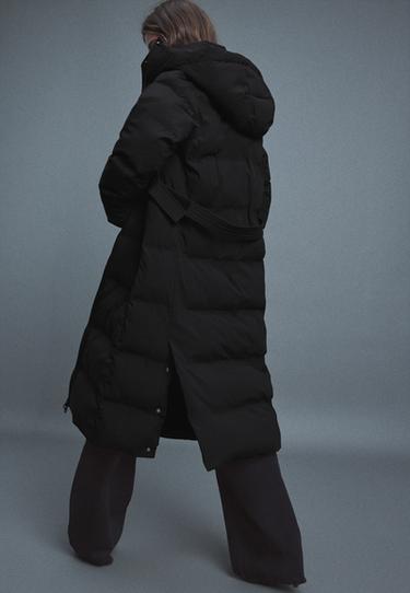 Padded coat with belt — Black 5