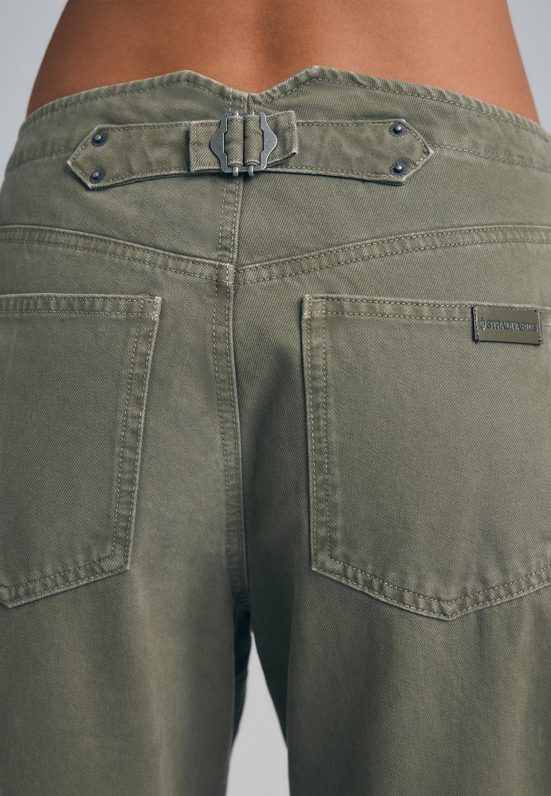 Adjustable barrel-leg jeans — Khaki