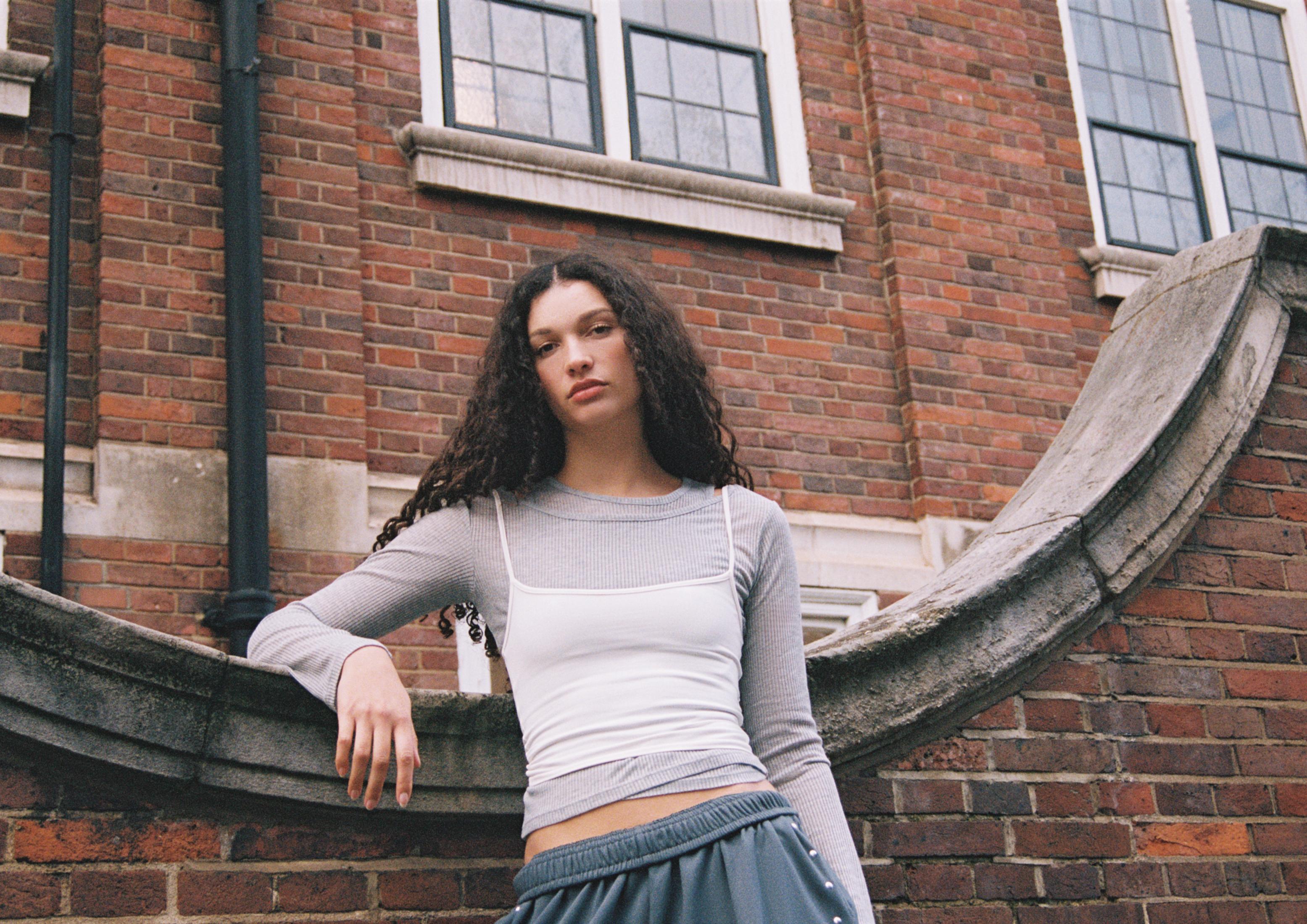 Double-layer T-shirt — Grey melange