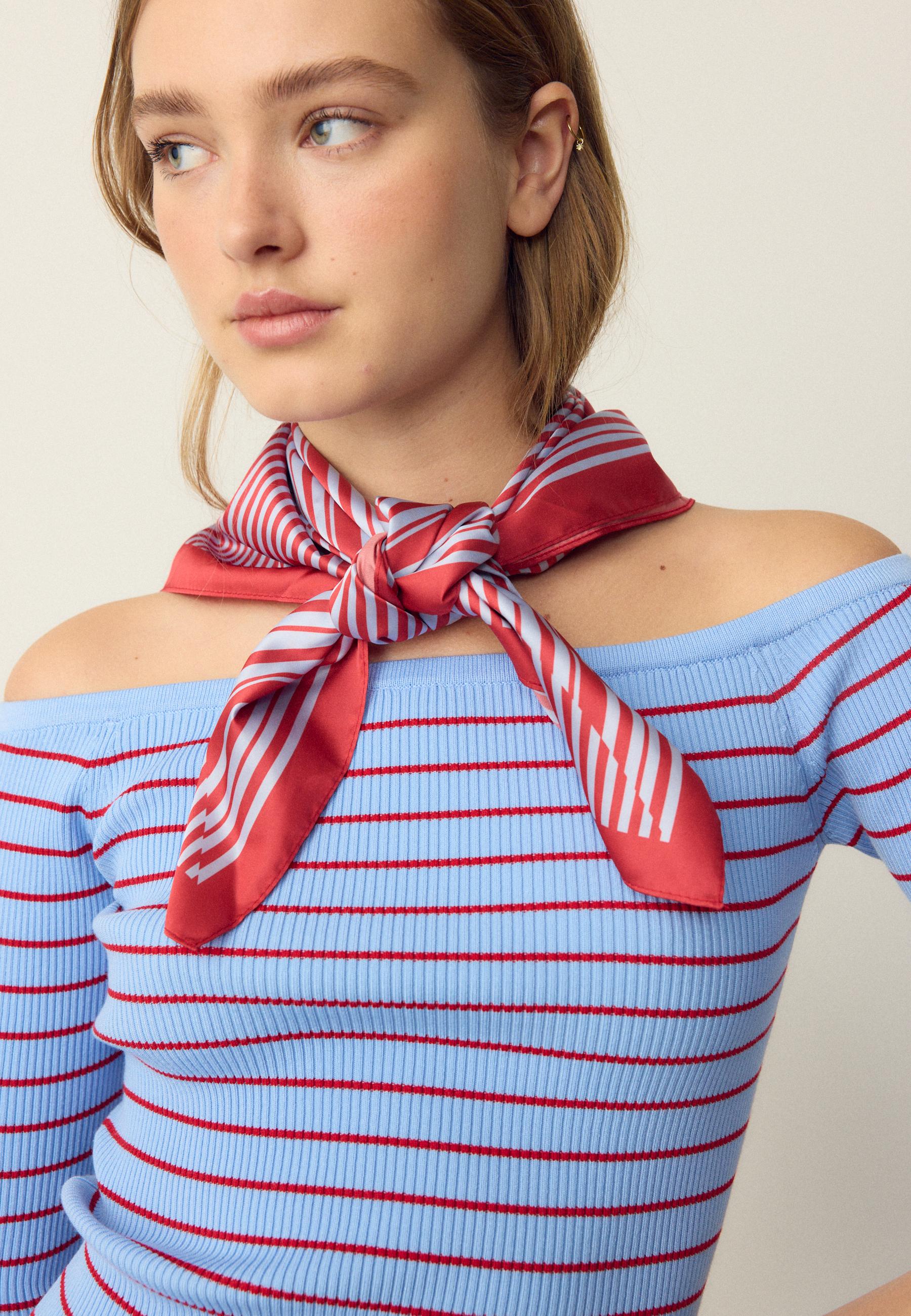 STRIPED COMBINED HANDKERCHIEF — Red