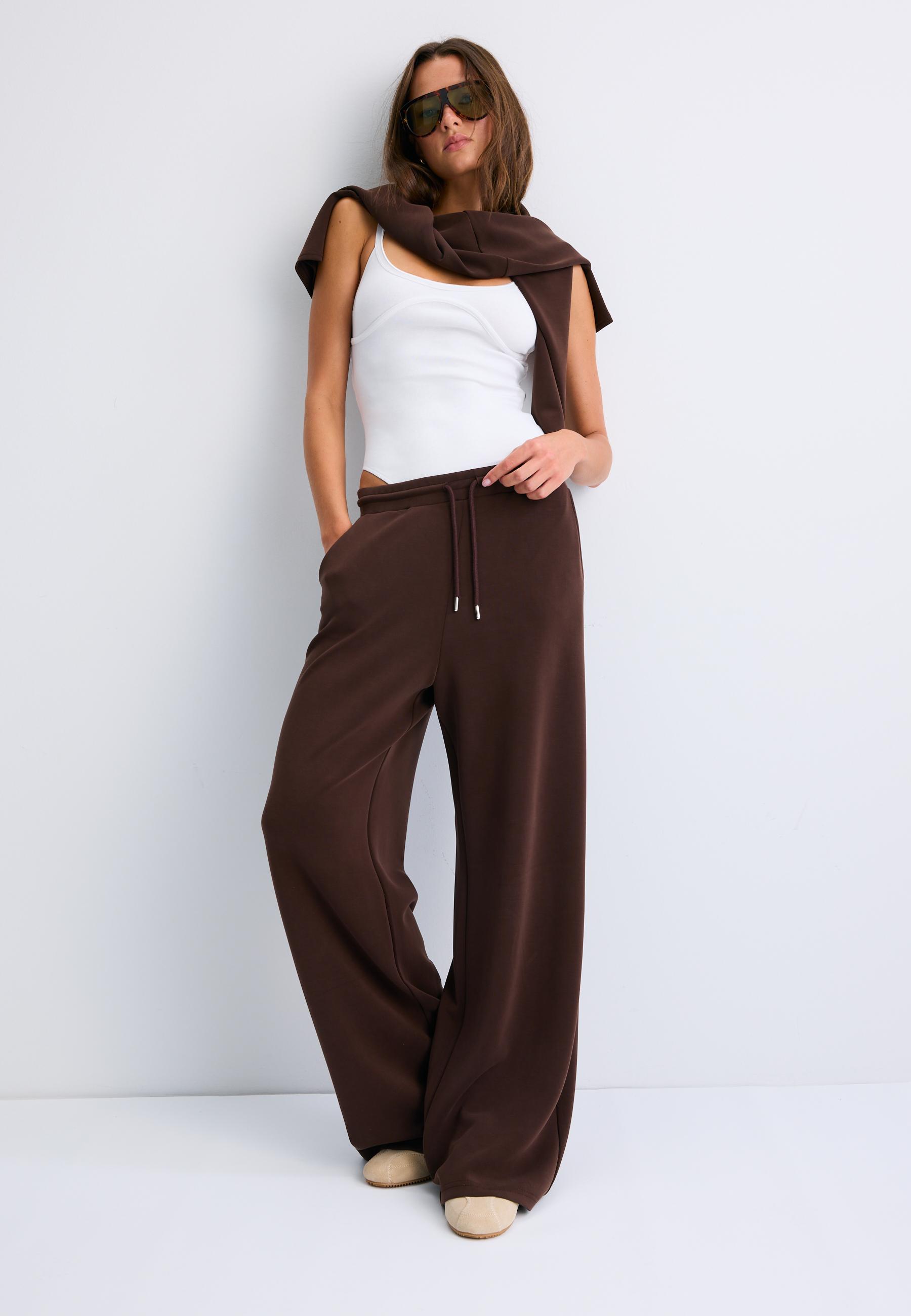 Yumuşak dokulu palazzo jogger pantolon