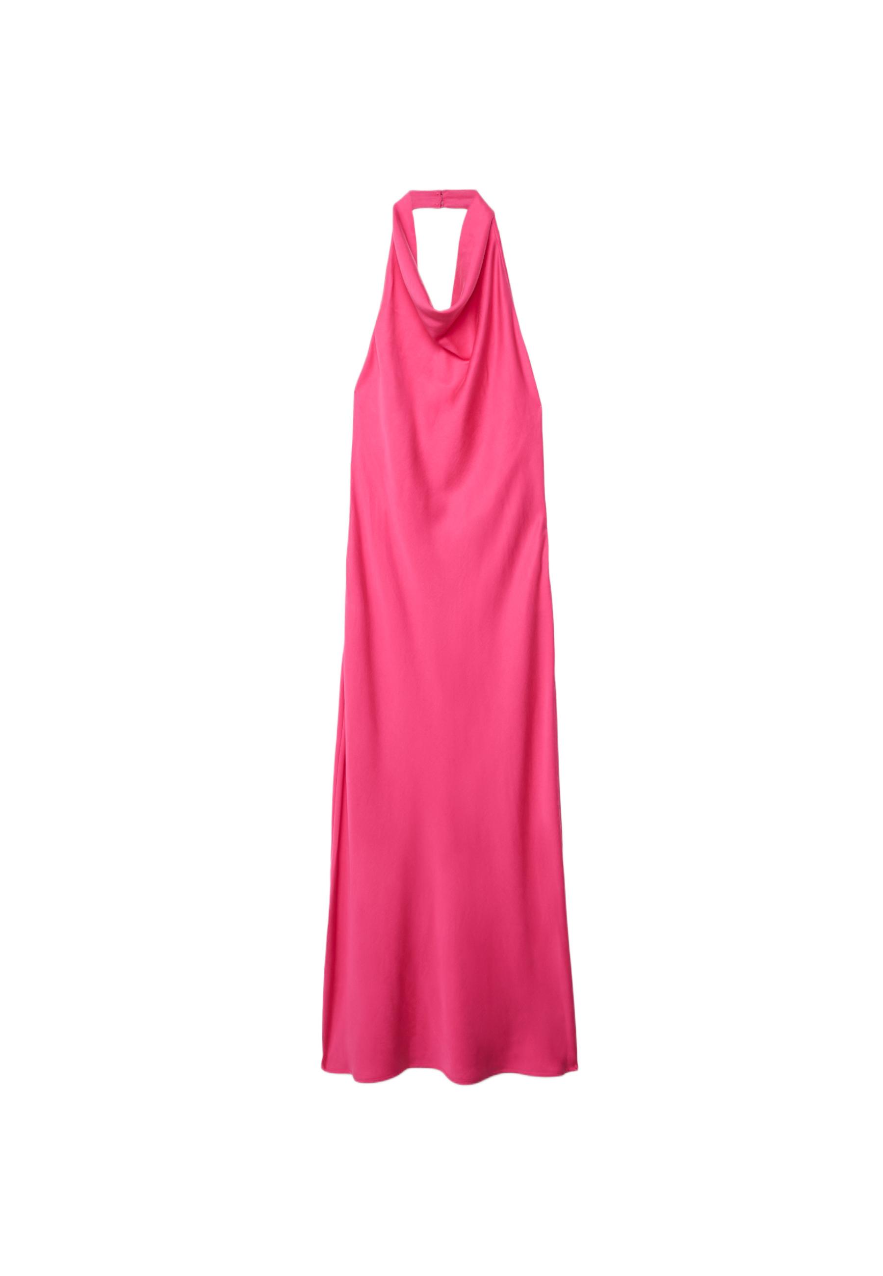 Backless halter midi dress — Fuchsia