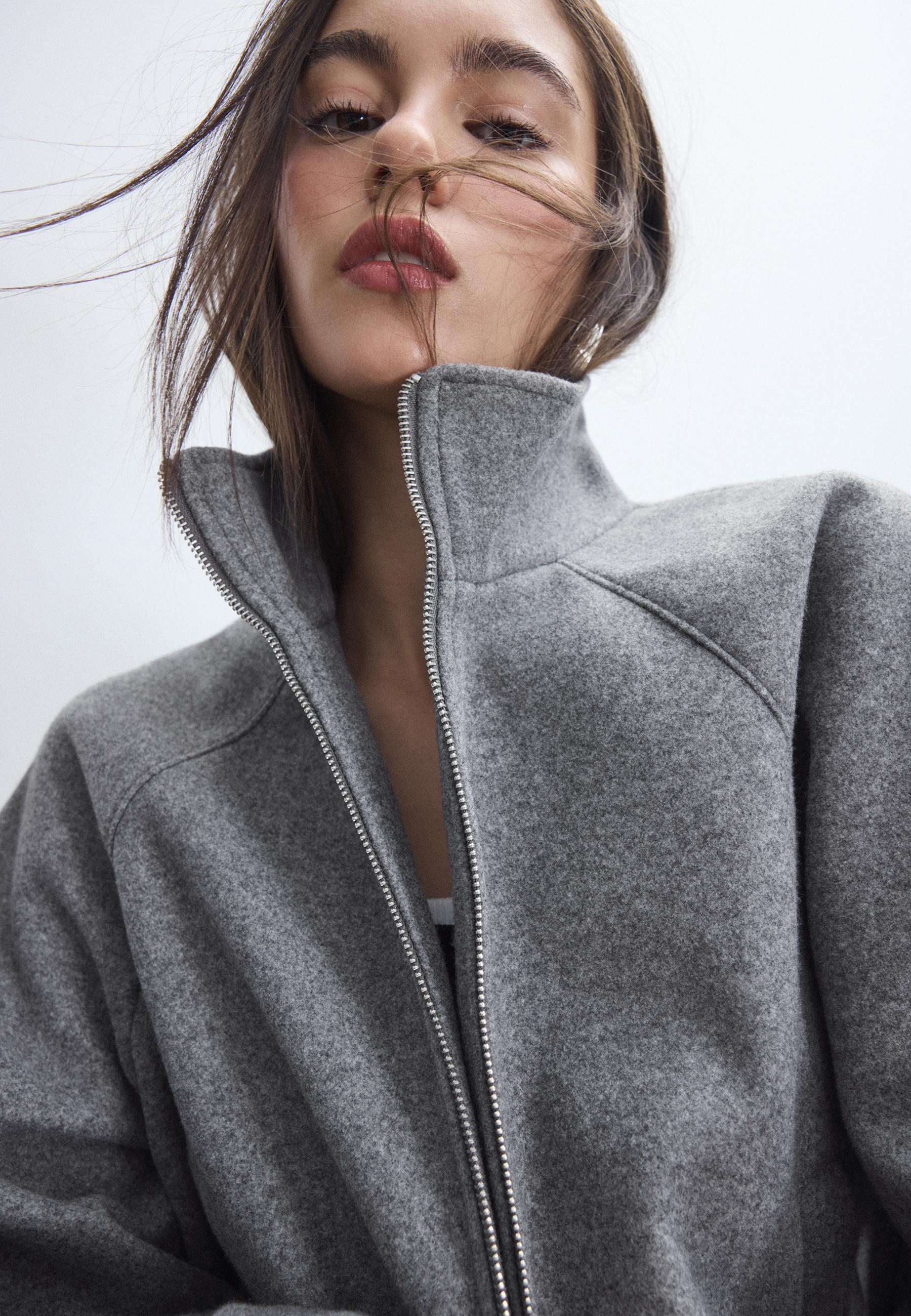 Soft-touch balloon bomber jacket — Dark grey