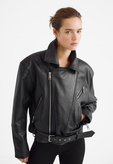 100% leather biker jacket — Black 3