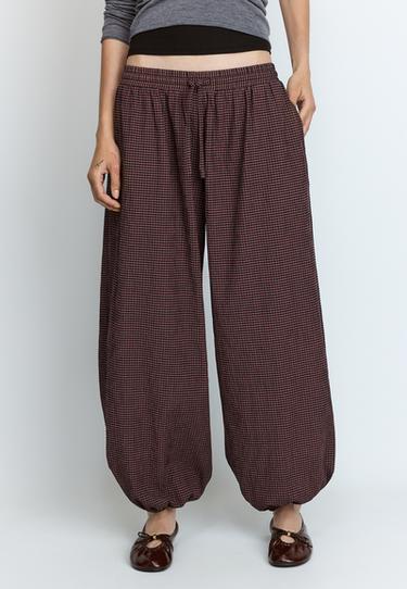 Check balloon trousers — Pale camel 3