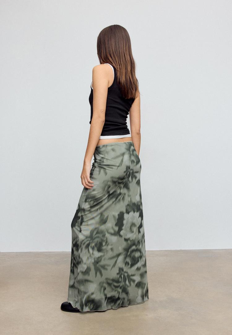 falda midi tule estampado