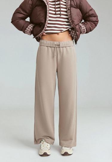Washed-effect straight jogger trousers — Beige 3