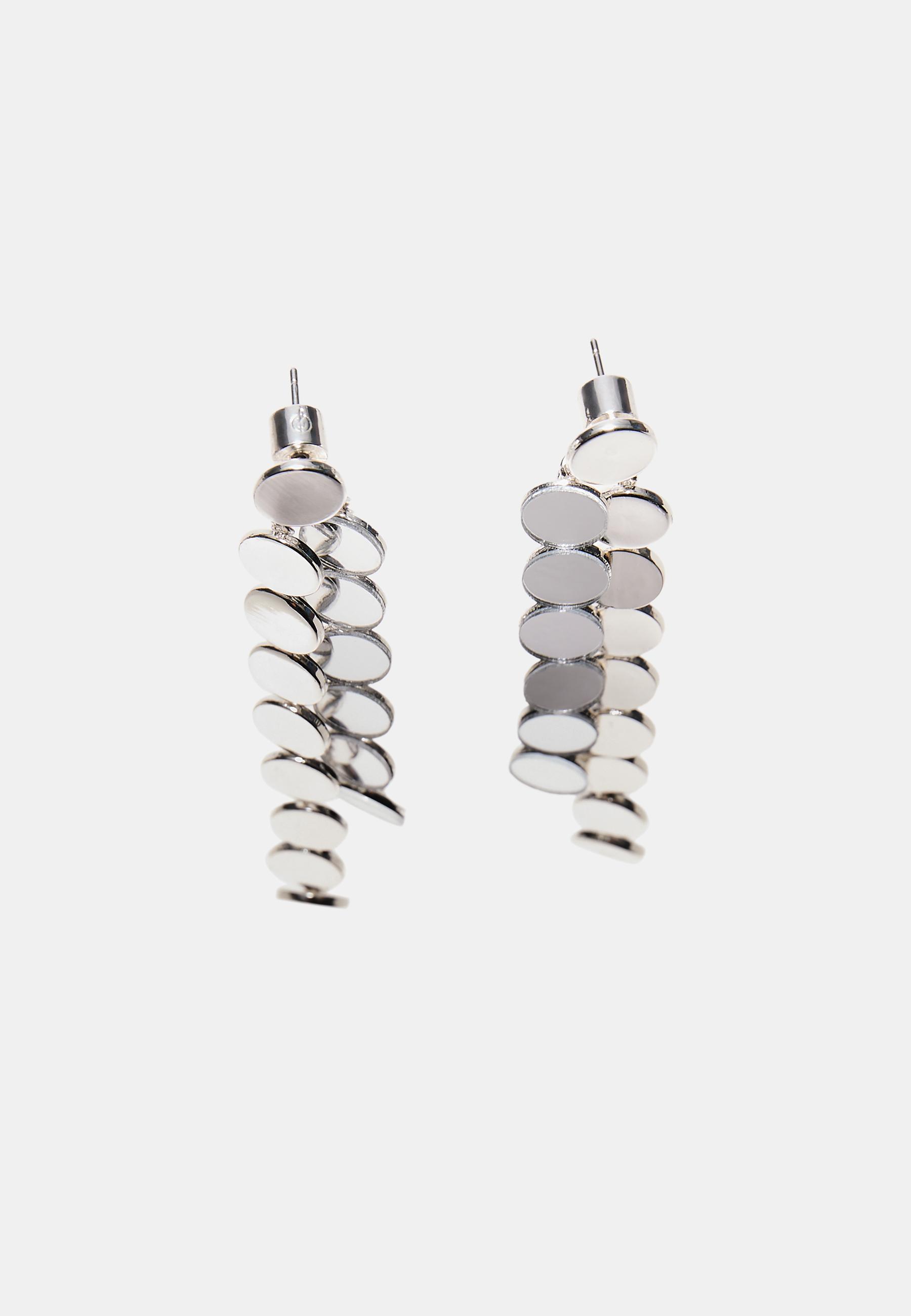 Long mini circle earring — Grey