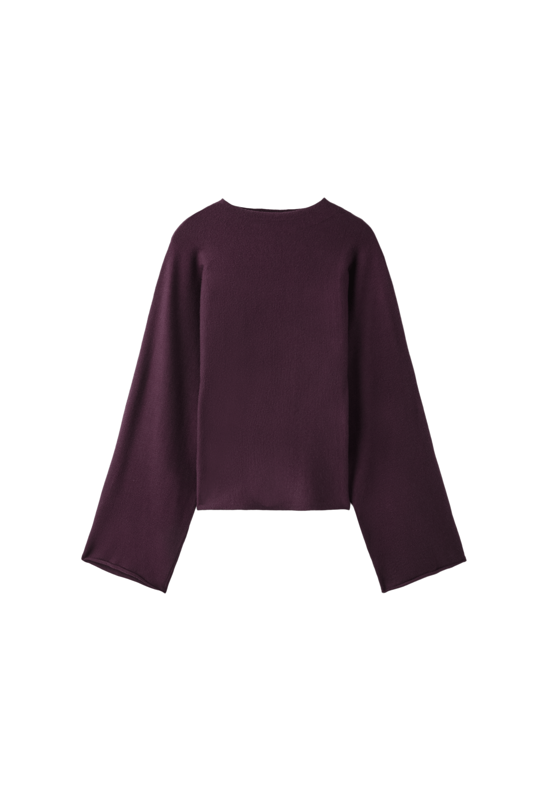 Stand collar knit jumper with kimono sleeves — Dark purple