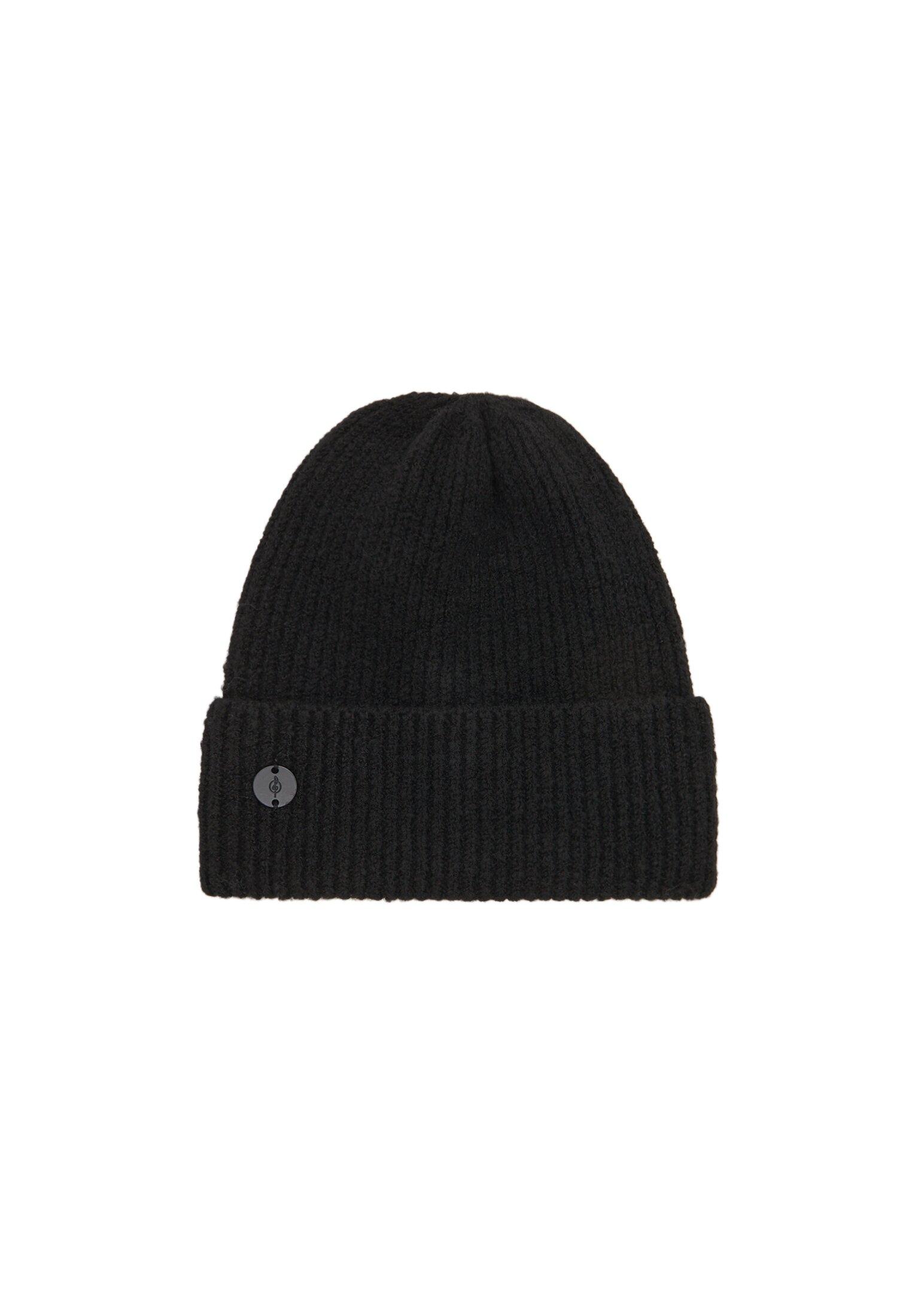 Basic beanie with plaque detail — Black