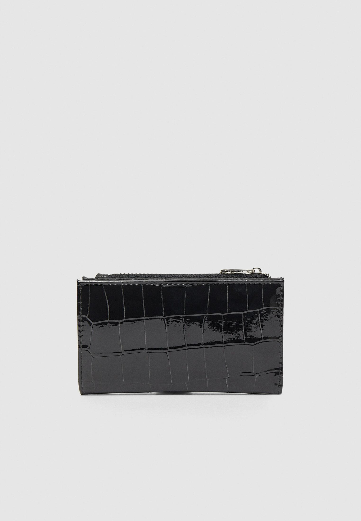 Basic mock croc purse — Black