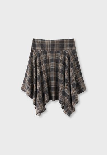 Check midi skirt with pointed hem — Dark grey 7