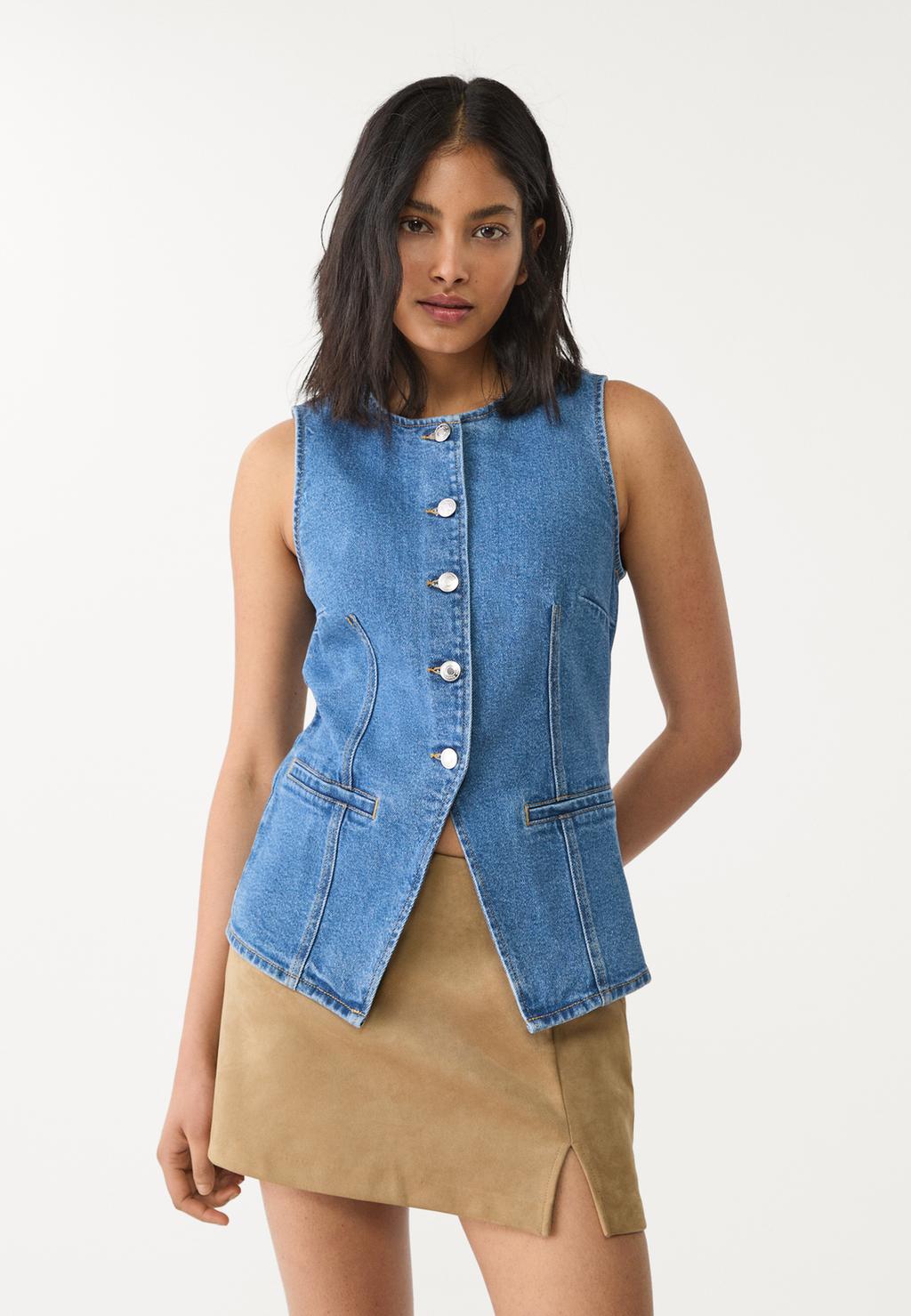 Jeans-Top mit Knöpfen