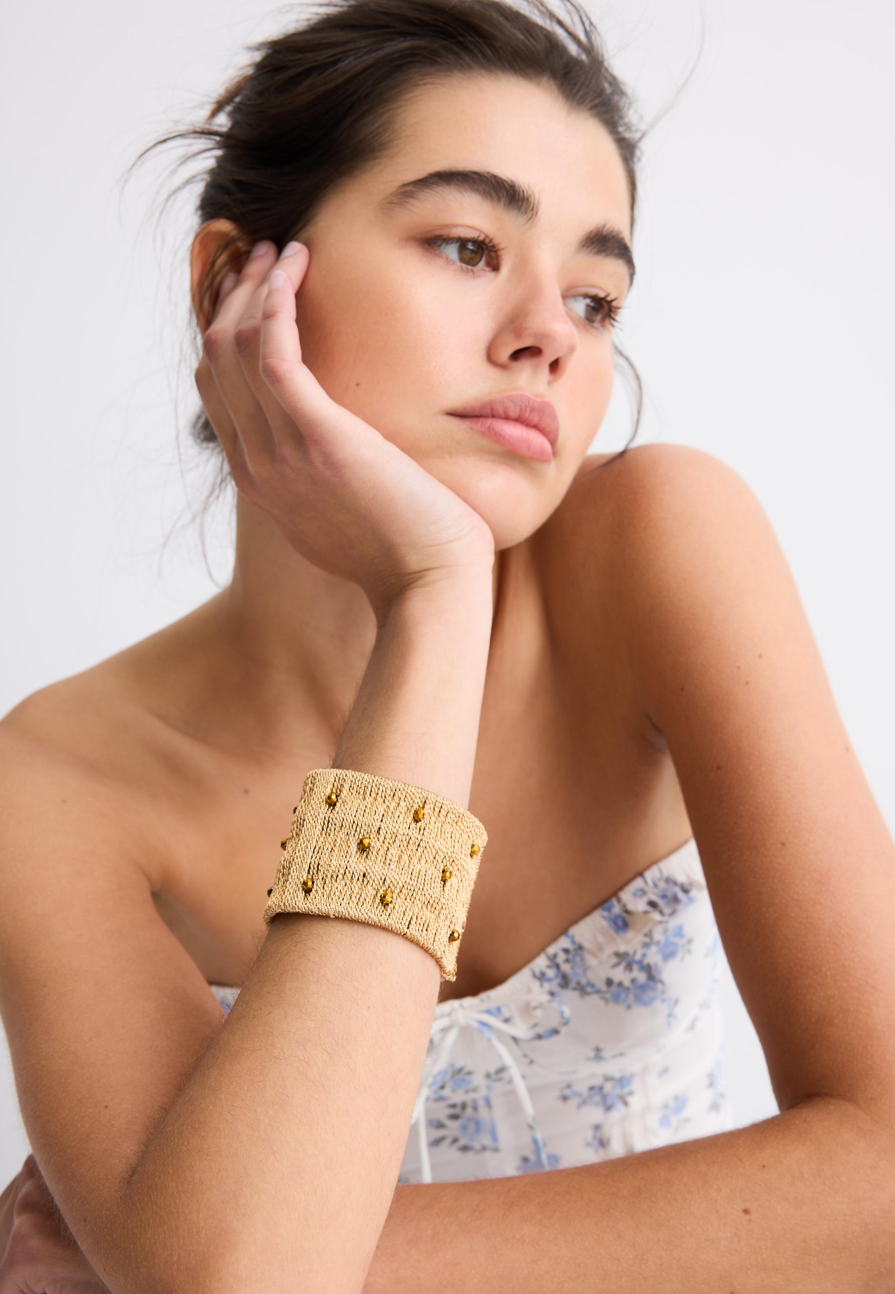 Raffia effect bracelet — Ecru
