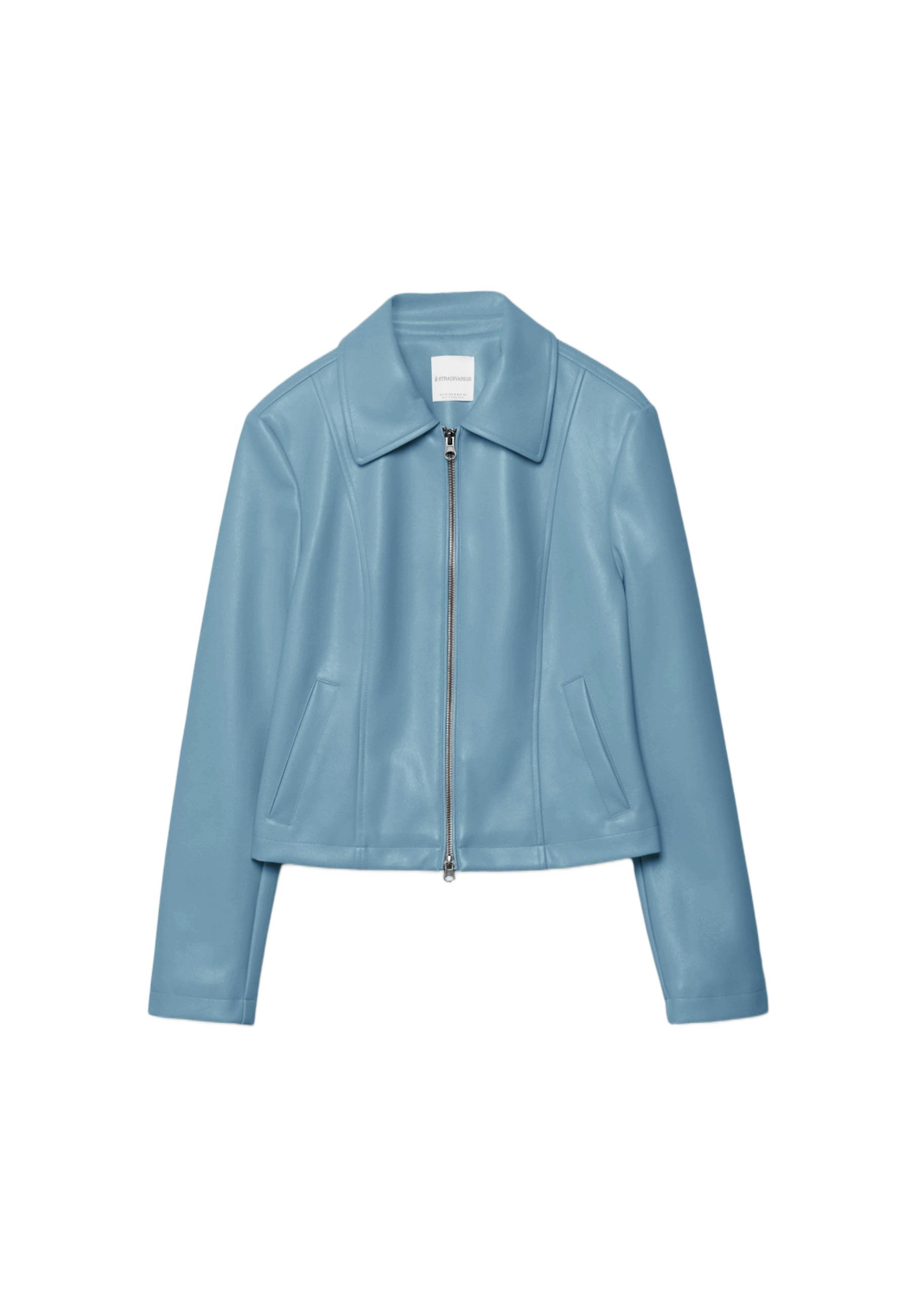 Fitted leather effect jacket — Royal blue