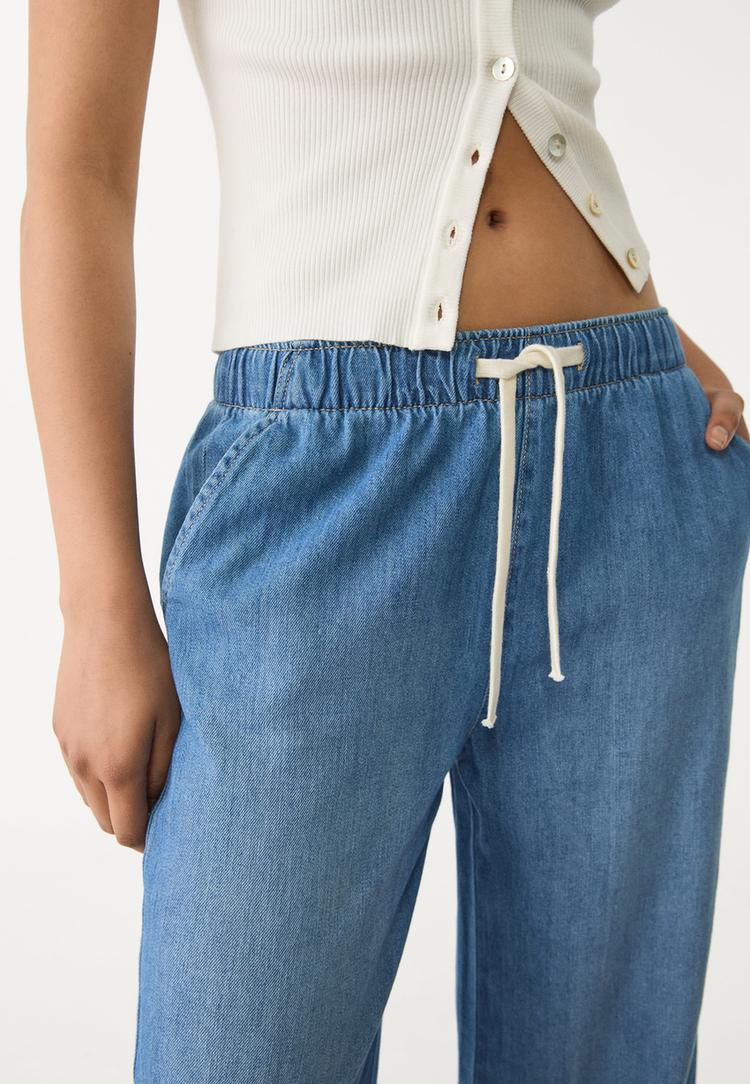 pantalon fluido largo denim