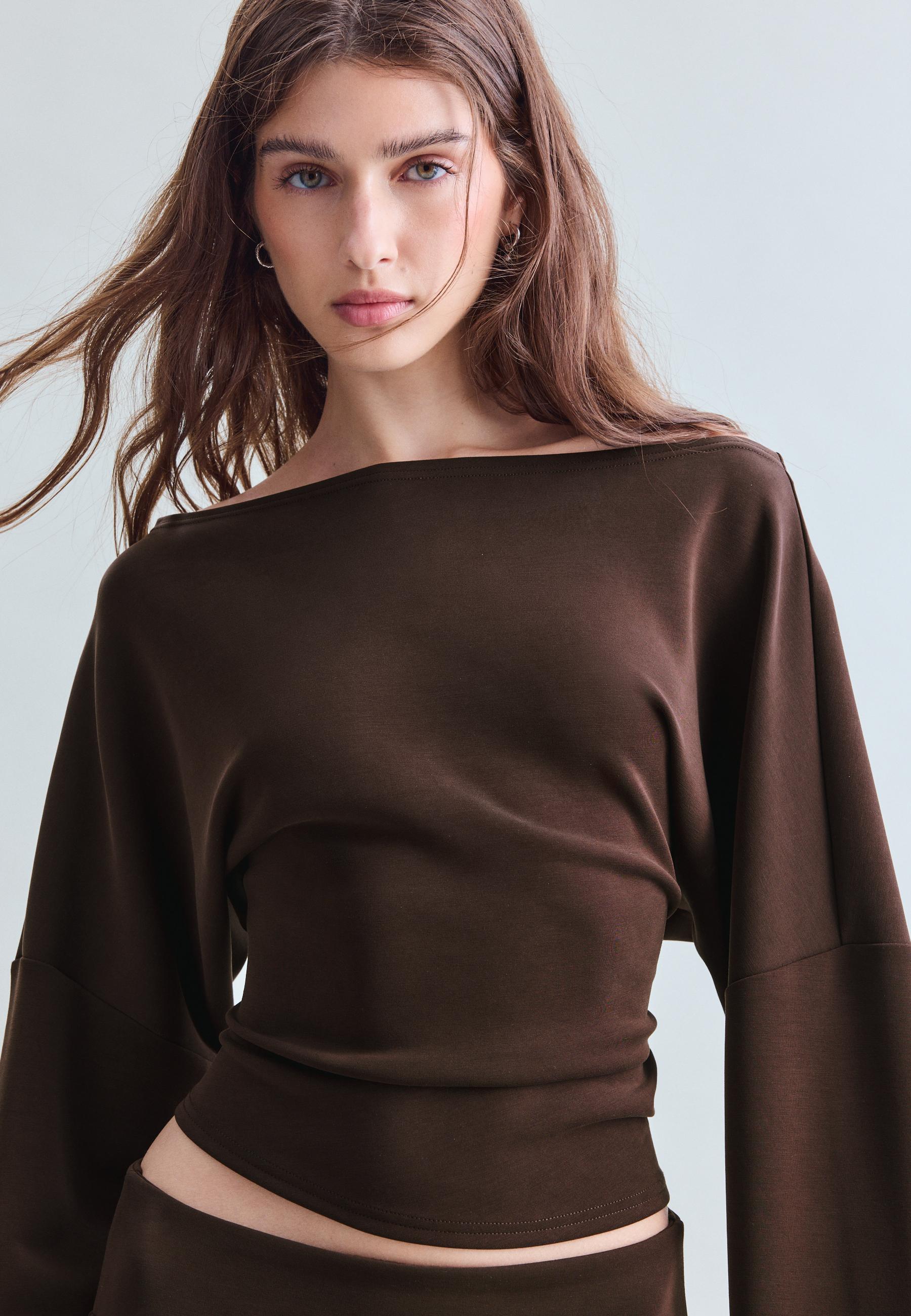 Stradivarius Yumuşak dokulu, büzgülü asimetrik sweatshirt görsel 2