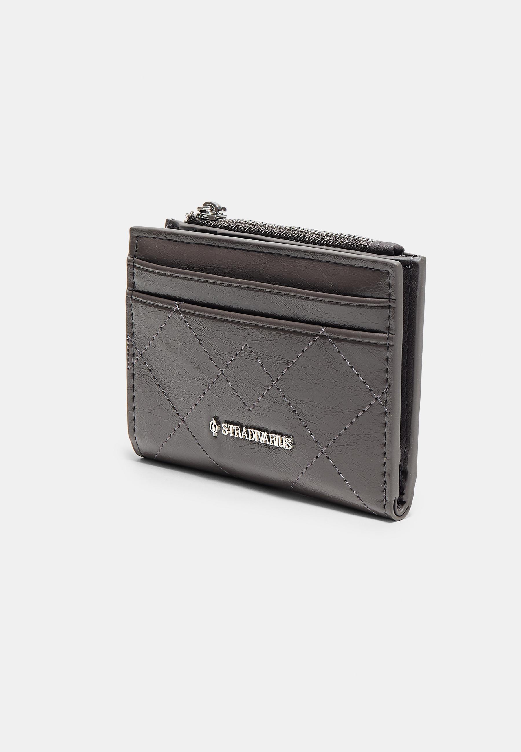 Stitched card holder purse — Dark grey