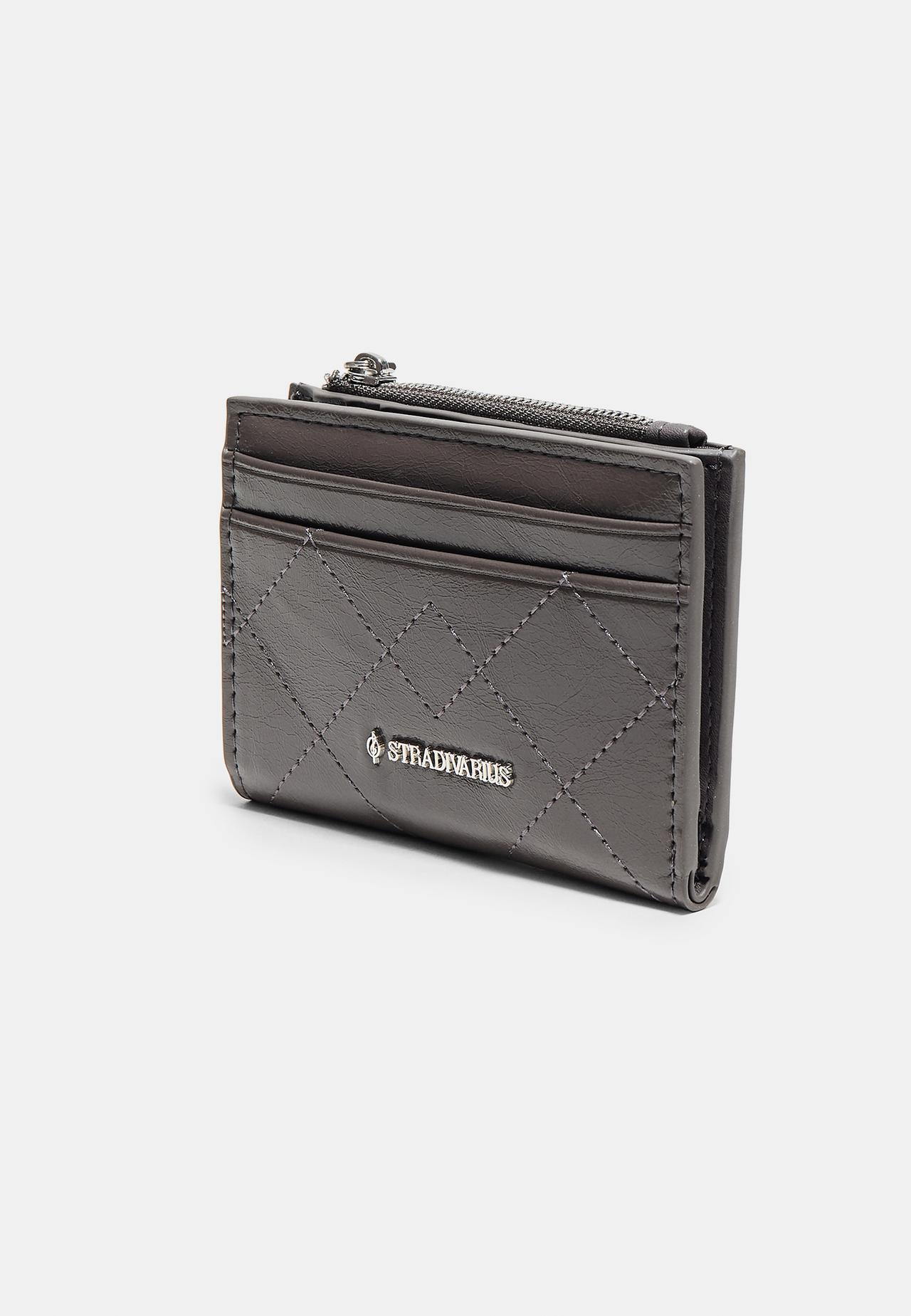 Stitched card holder purse — Dark grey