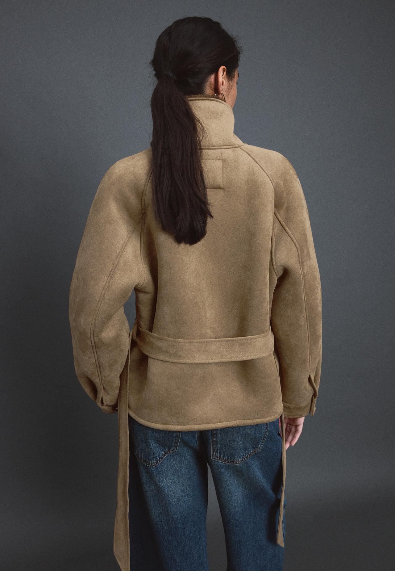 Faux suede double-faced jacket — camel