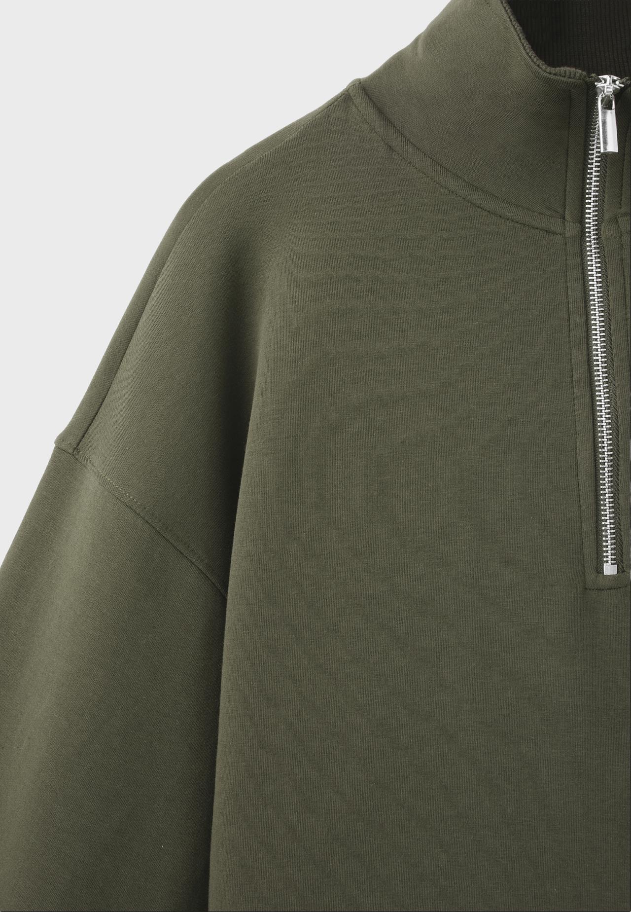B10 Zip-up sweatshirt with lapel collar — Khaki