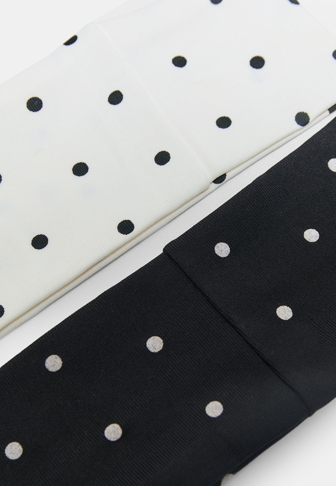 Set of 2 polka dot elasticated hair bands — Black