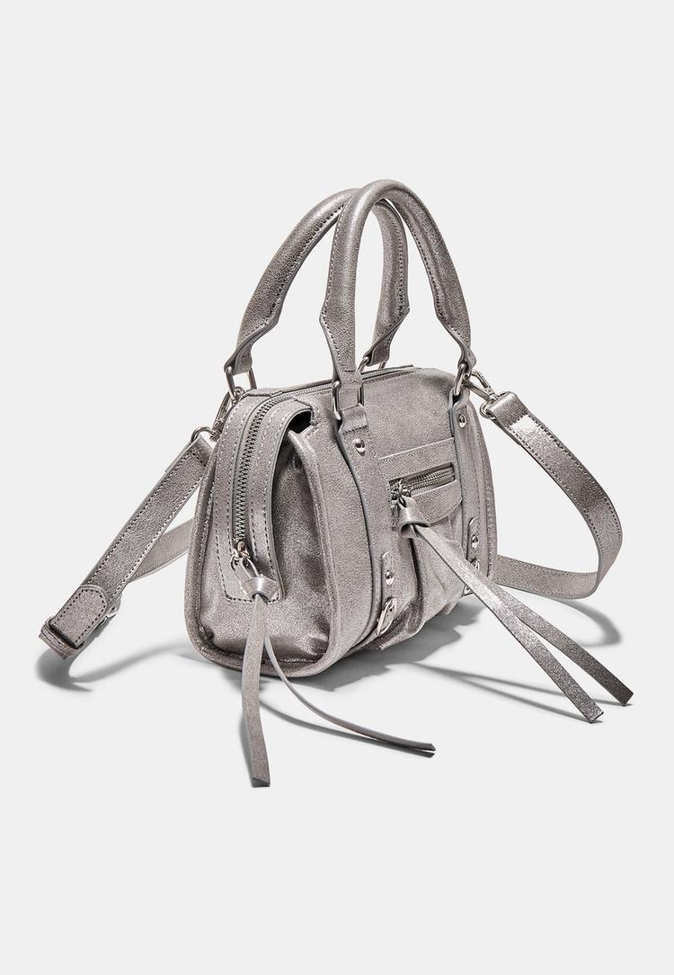 Stradivarius Τσάντα Bowling Χιαστί Με Φερμουάρ Γκρι Os φωτογραφία