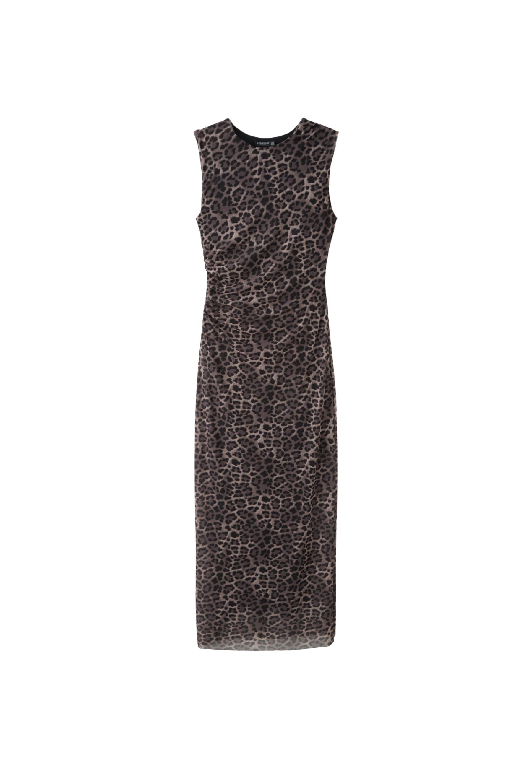 Sleeveless mesh midi dress — Brown