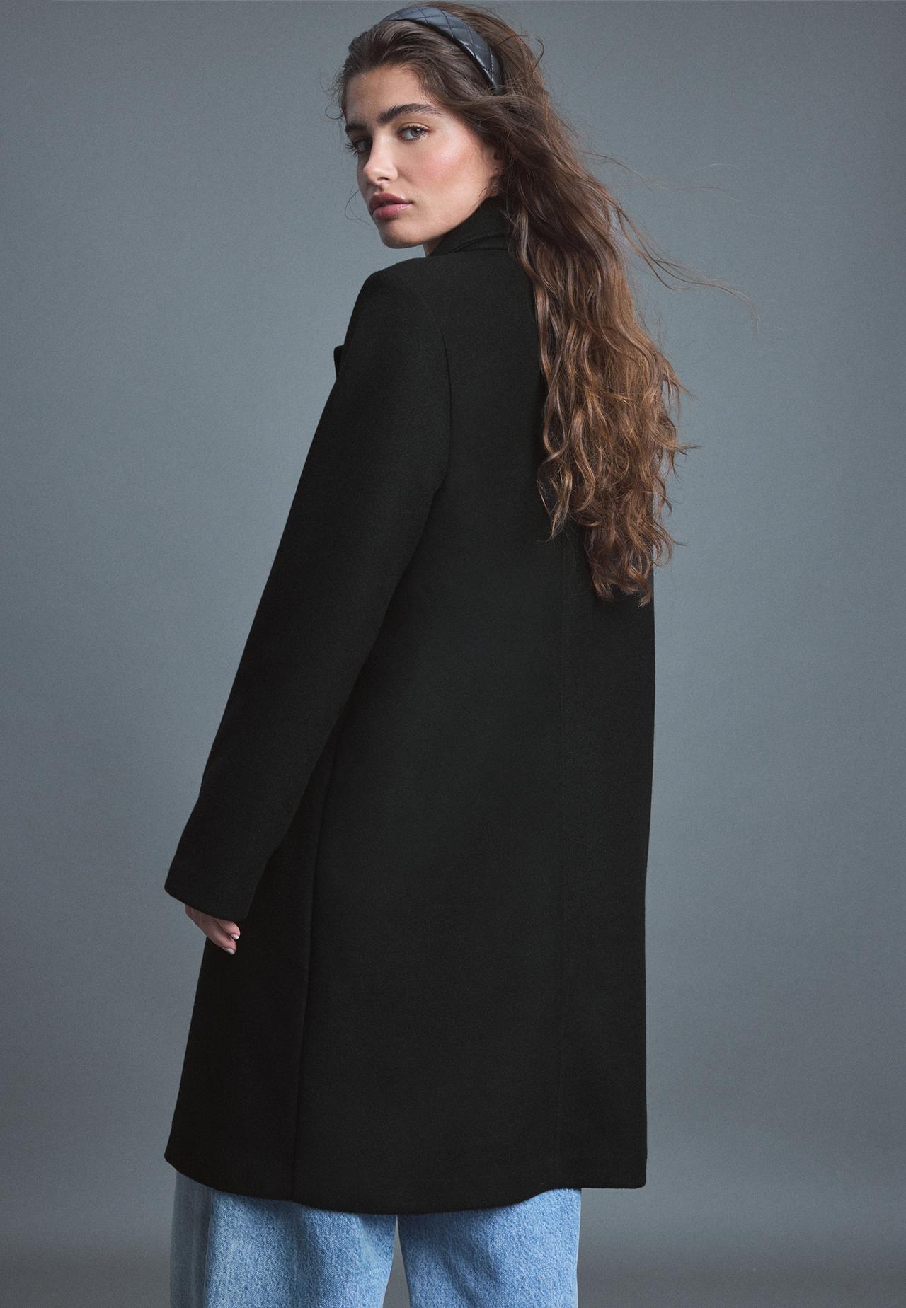 Midi button coat — Black
