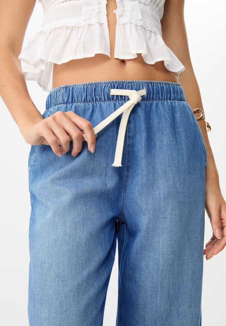 pantalon fluido largo denim